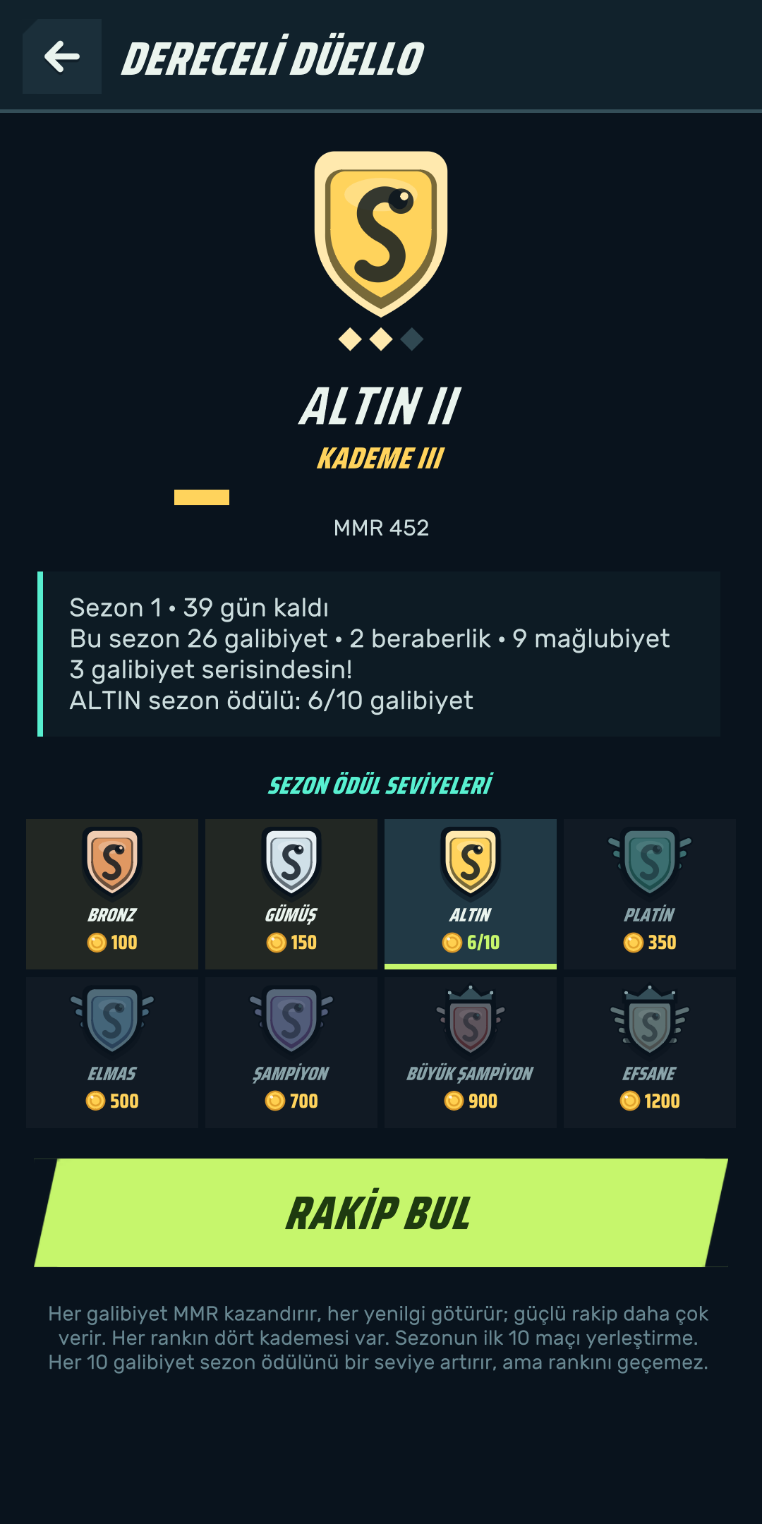 Dereceli düello: rank, kademe ve sezon ödülleri / Ranked duel: rank, division and season rewards